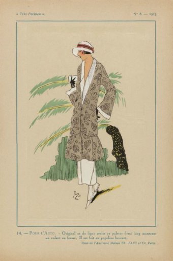 Very Parisian, 1923, No. 8: 14. - FOR THE CAR. - Original and of line...