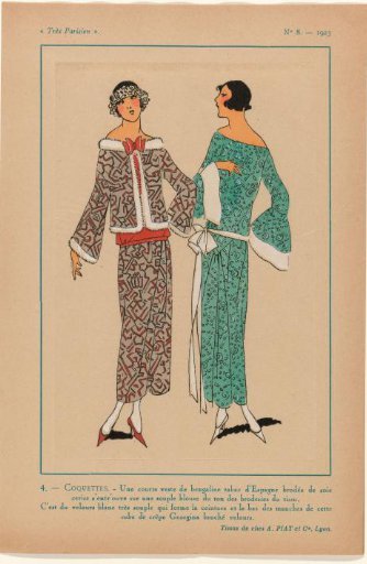 Very Parisian, 1923, No. 8: 4. - COQUETTES. / A short jacket...