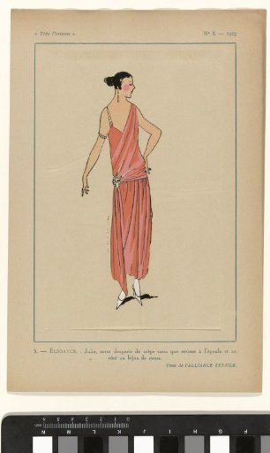 Very Parisian, 1923, No. 8: 5. - ELEGANCE. - Pretty, this drapery of satin crepe...