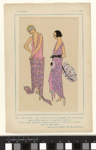 Very Parisian, 1923, No. 9: 15.- EVENING. - On a pink background,...