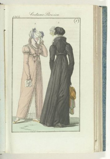 Journal des Dames et des Modes, editie Frankfurt  1 janvier, 1808, Costume Parisien (1)