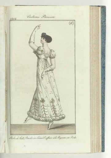 Journal des Dames et des Modes, editie Frankfurt 14 mars 1808, Costume Parisien (11): Robe de Tulle...