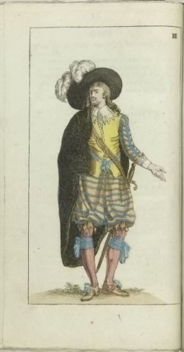 Cabinet of Fashion and Taste 1791, pl. IIII: A Petit Maitre from the first half of the 1600s