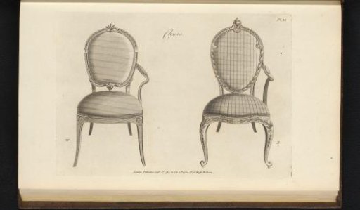 Two chairs with different ornaments