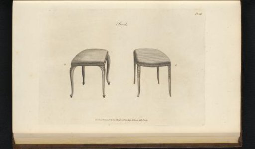 Two stools with different ornaments