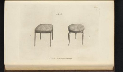 Two stools with different ornaments