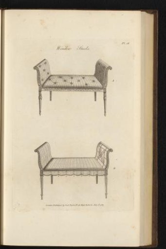 Two stools with different ornaments