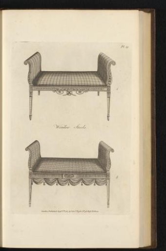 Two stools with different ornaments