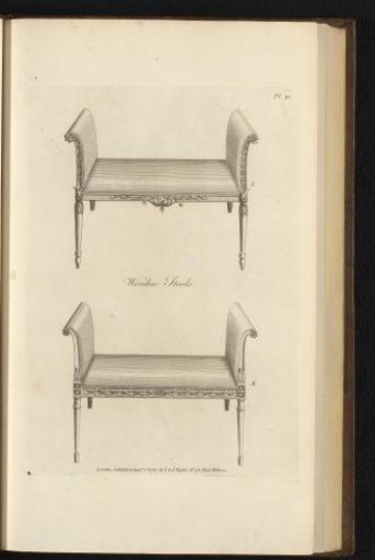 Two stools with different ornaments