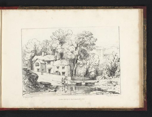 Landscape with figures near a house and a river