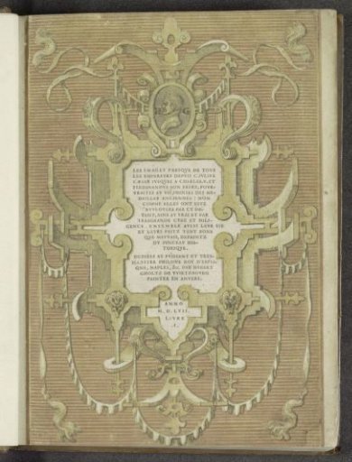 Cartouche with the portrait of Hubert Goltzius in the frame