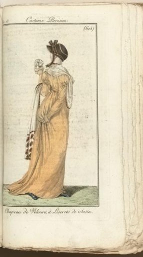 Journal des Dames et des Modes, Costume Parisien, 1805, An 13 (615) Velvet Hat, with Satin Liserets