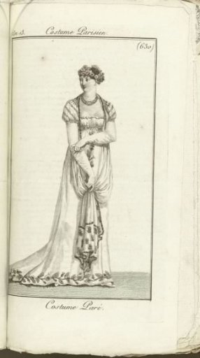 Journal des Dames et des Modes, Parisian Costume, 1805, Year 13 (630) Dressed Costume.