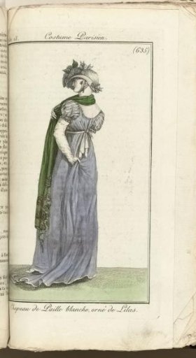 Journal des Dames et des Modes, Parisian Costume, 1805, Year 13 (635) White Straw Hat...