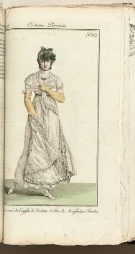Journal des Dames et des Modes, Parisian Costume, 1805, Year 13 (636) Hat Ornamented with Clusters of Violets.