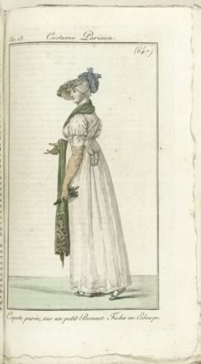 Journal des Dames et des Modes, Parisian Costume, 1805, Year 13 (647) Dressed Cap, over a Small Bonnet...