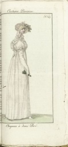 Journal des Dames et des Modes, Parisian Costume, 1805, Year 13 (654) Half-Dressed Hat.