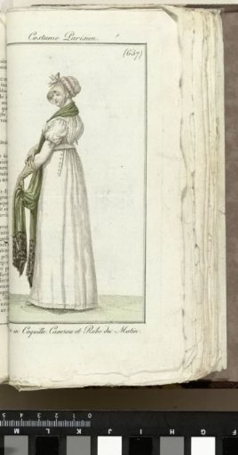Journal des Dames et des Modes, Parisian Costume, 1805, Year 13 (657) Shell Bonnet...