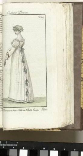 Journal des Dames et des Modes, Parisian Costume, 1805, Year 13 (661) Hat Covered with a Straw Net...