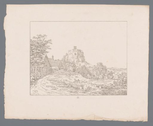 View of a castle near a town
