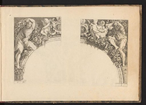 Decorated arches with putti and a garland of fruit