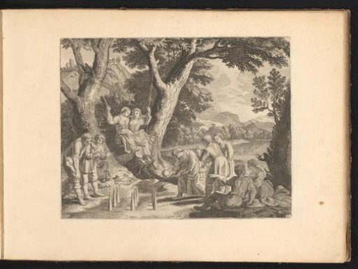 Landscape with a group of figures playing bowls
