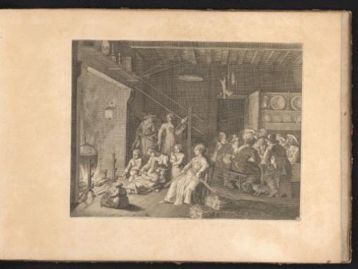 Family in a farmhouse during winter