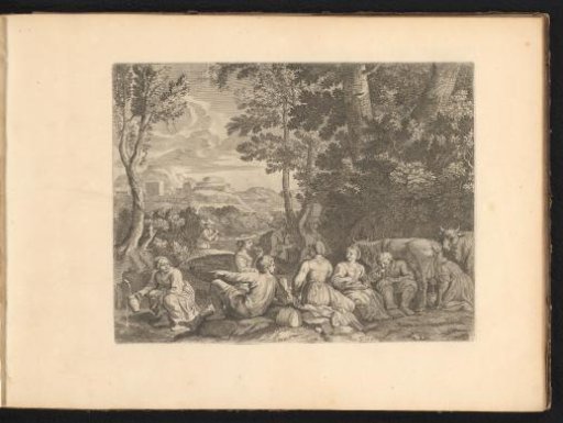 Resting shepherds at a meal