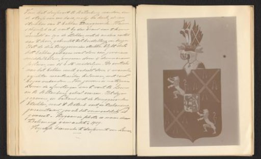 Photographic reproduction of a drawn coat of arms of a member of the Bronckhorst-Batenburg family, possibly Johan van Bronckhorst-Batenburg