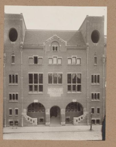 Facade at the Damrak of the Beurs van Berlage in Amsterdam