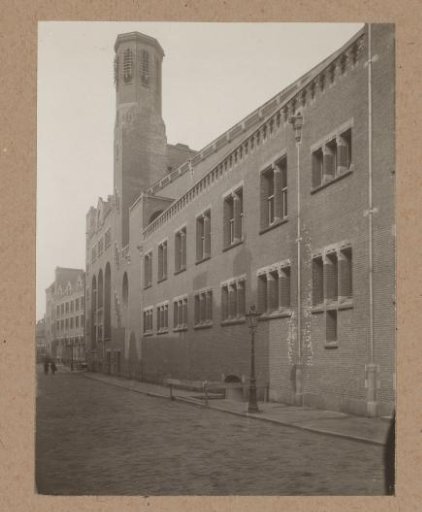 Facade on the Beursstraat of the Beurs van Berlage in Amsterdam