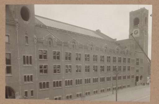 Facade at the Damrak of the Beurs van Berlage in Amsterdam