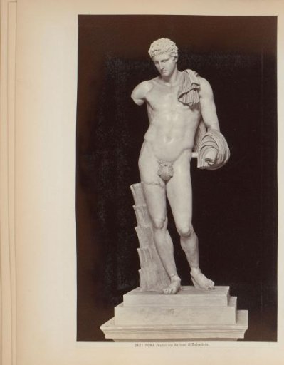 Sculpture of the Belvedere Hermes in the Vatican Museums in Rome, Italy