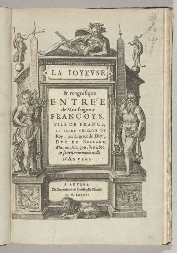 Title print for the description of the entry of the Duke of Anjou in Antwerp, 19 February 1582
