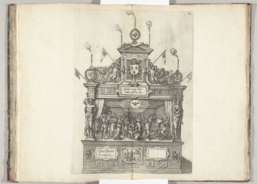 Stage with the Antwerp city maiden surrounded by virtues, 1582