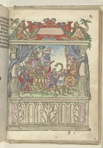 Allegorical representation on the stage at the end of the Steenweg, 1578