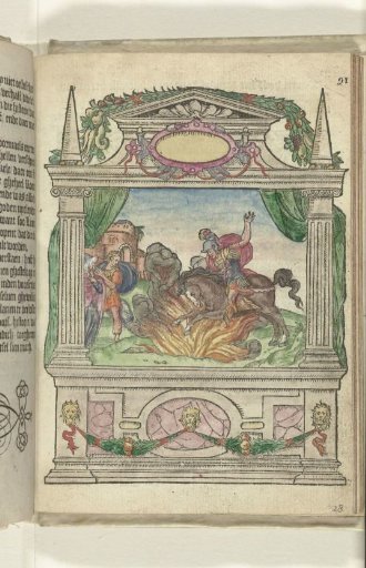 Stage with the heroic deed of Marcus Curtius, 1578