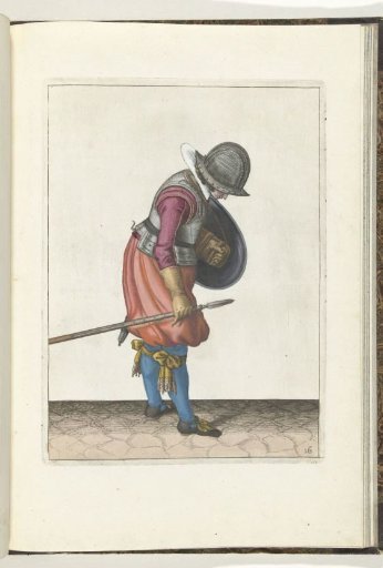 The Exercise with Shield and Spear: The Soldier Lays the Spear on the Ground Next to His Right Foot (No. 16), 1618