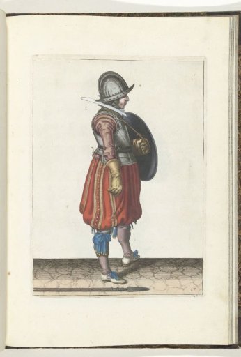 The Exercise with Shield and Spear: The Soldier with the Shield Ready and the Spear on the Ground Next to His Right Foot (No. 17), 1618