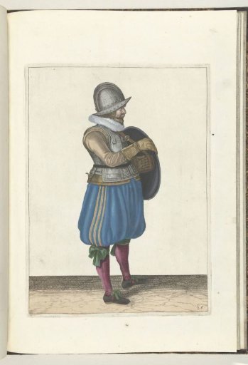 The exercise with shield and spear: the soldier drawing his arm from the shield's strap (no. 25), 1618