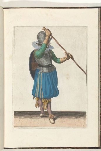 The Exercise with Shield and Spear: The Soldier with the Spear Slanted in Both Hands with the Right Hand at His Head and the Shield on His Back (No. 3), 1618