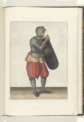 The exercise with the targe and rapier: the soldier releasing his hand from the strap of the targe (no. 12), 1618