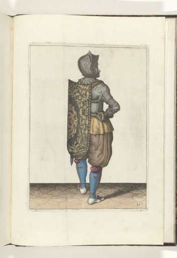 The exercise with the targe and rapier: the soldier hanging the targe back on his back (no. 13), 1618