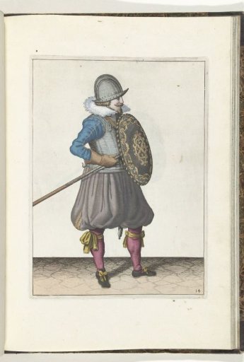 The Exercise with Shield and Spear: The Soldier Brings the Spear into Position for Dragging in Two Times, Second Movement (No. 14), 1618