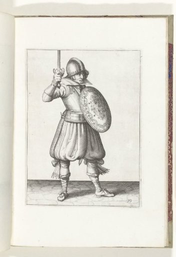 The exercise with shield and spear: the soldier presents his rapier with the hand no higher than his face (no. 19), 1618