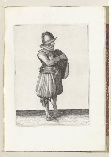 The exercise with shield and spear: the soldier draws his arm from the shield's strap (no. 25), 1618