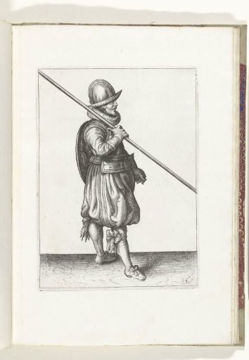 The exercise with shield and spear: the soldier with the spear in the safe position while marching (no. 4), 1618