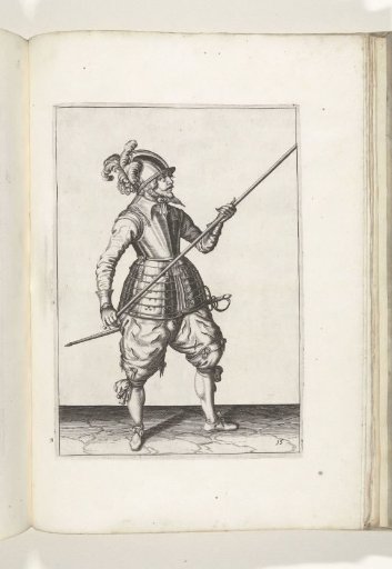 Soldier carrying his pike with both hands at his right side, point angled upwards (no. 15), ca. 1600