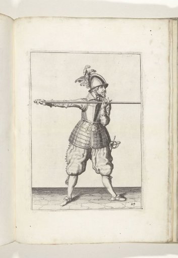 Soldier carrying his pike with both hands horizontally at shoulder height, his right hand at the butt of the weapon (no. 24), ca. 1600