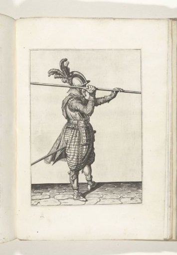 Soldier lifting his pike with both hands horizontally above his right shoulder (no. 27), ca. 1600
